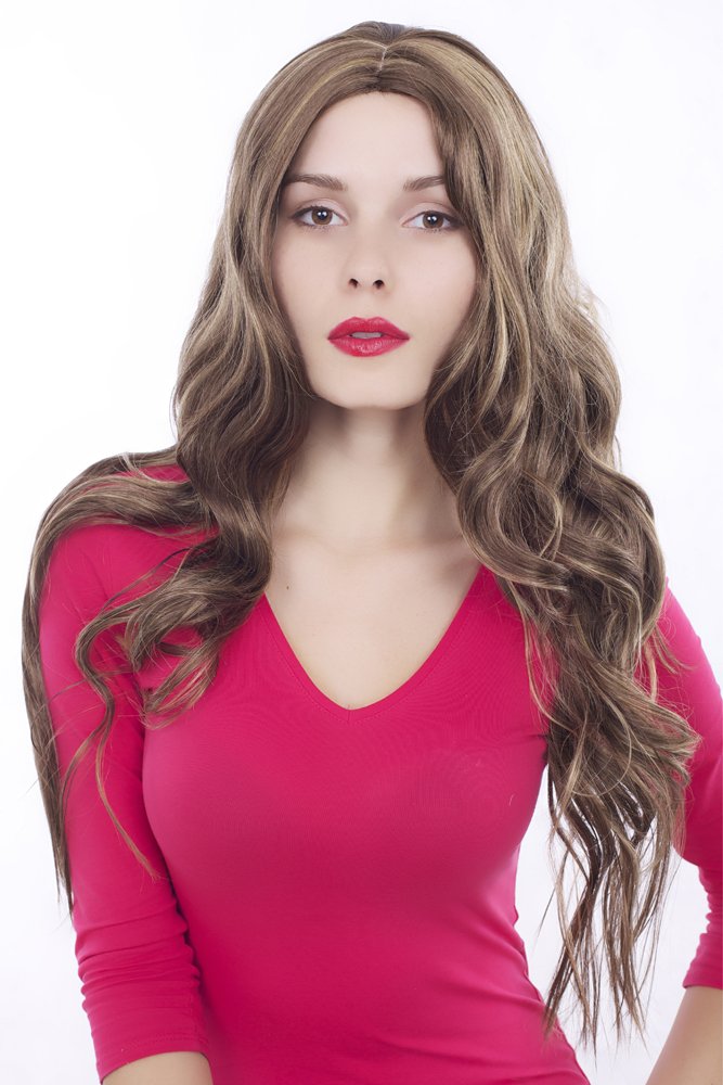 wig-me-up-gfw181-10h124-per-cke-lang-gewellt-braun-mit-blonden-str-hnen-75-cm image 2