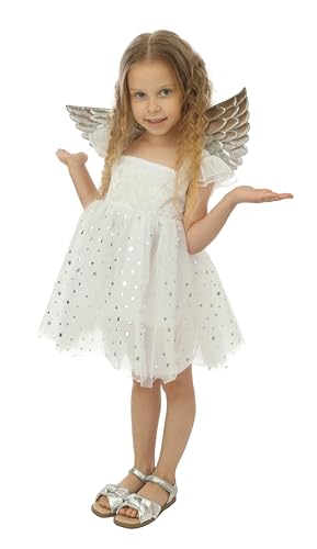 ptit-clown-engelskost-m-m-dchen-wei-silber-kleid-mit-fl-geln image 8