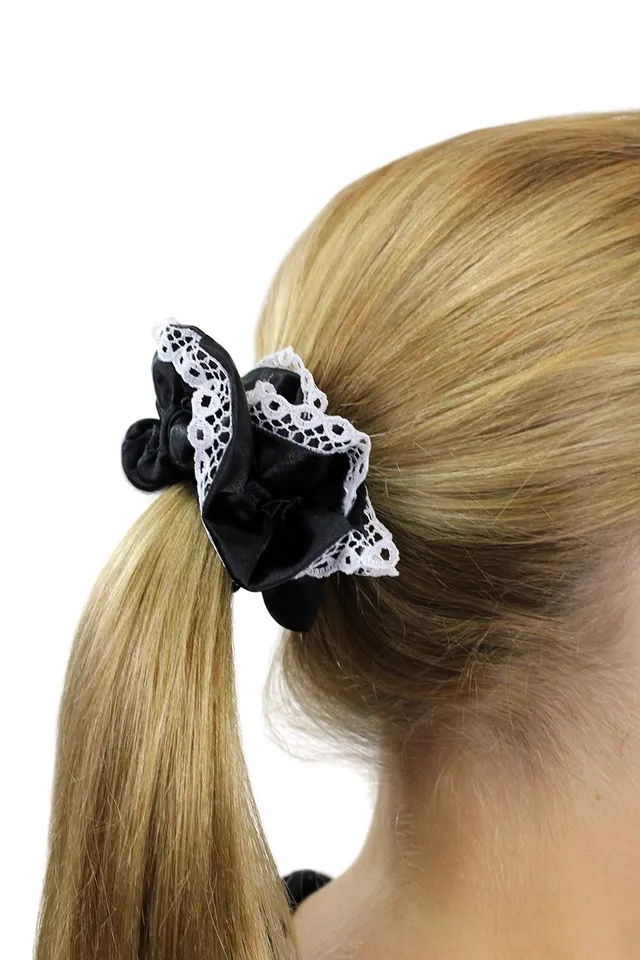 wig-me-up-z020-haarband-scrunchy-maid-gothic-lolita-schwarz-wei-spitze image 1