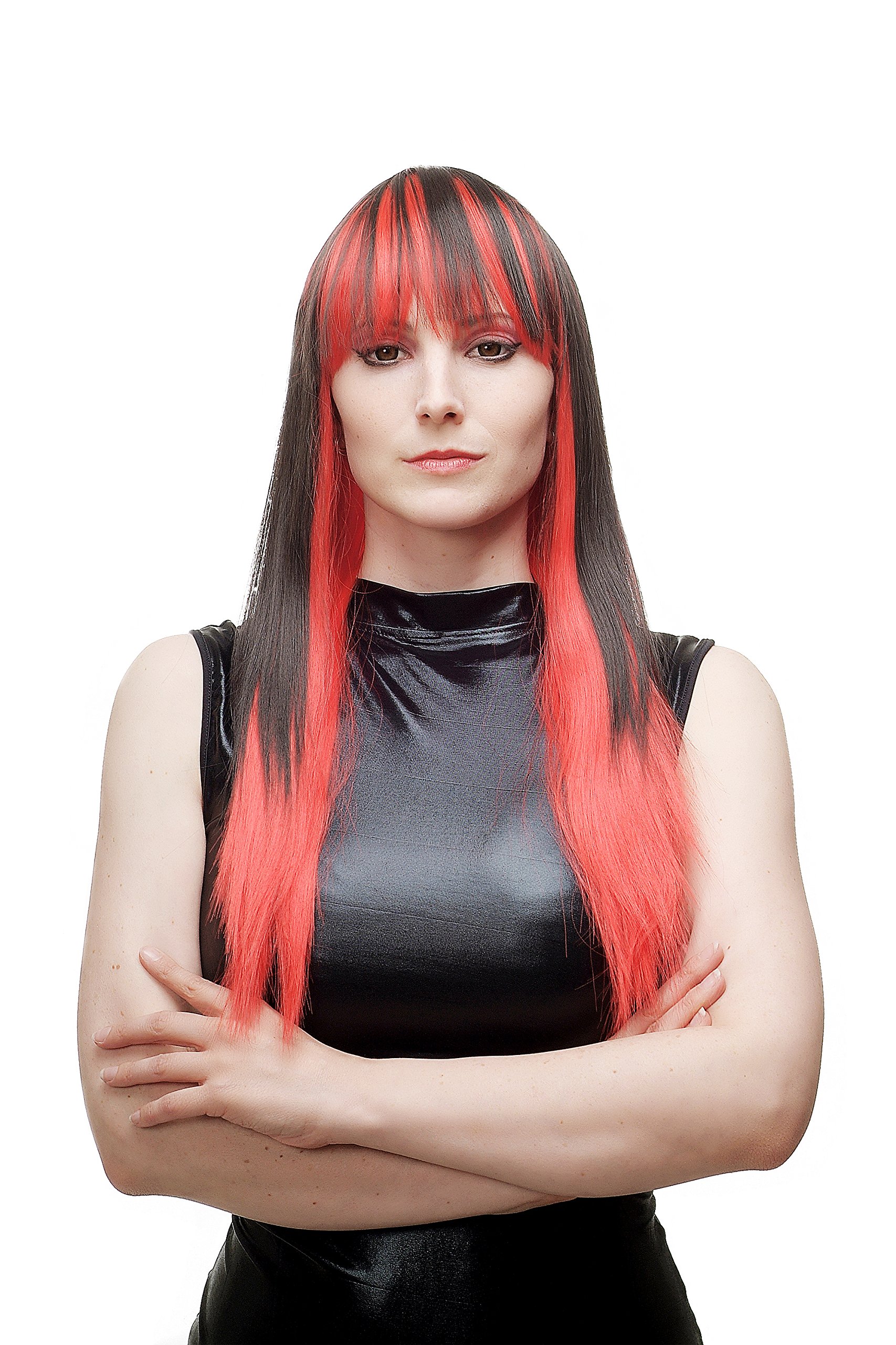 wig-me-up-damenper-cke-hla040-2-tt-2316-lang-rot-schwarz-glatt-pony-65-cm image 1