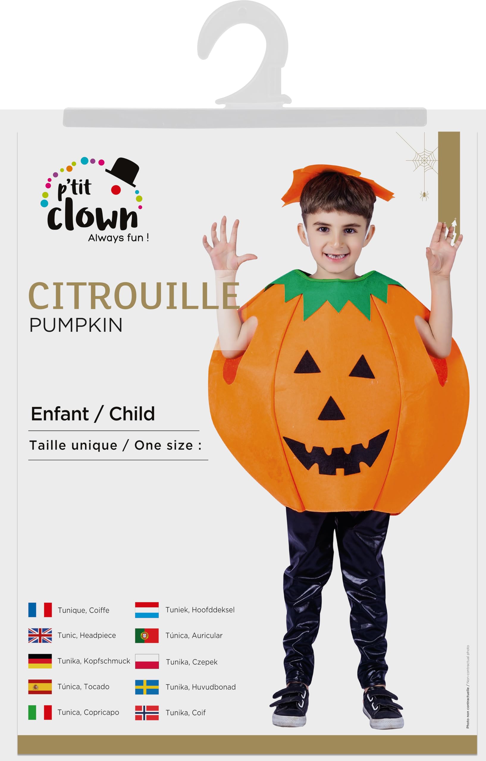 ptit-clown-k-rbiskost-m-kinder-5-6-jahre-halloween-tunika-mit-kopfschmuck image 3
