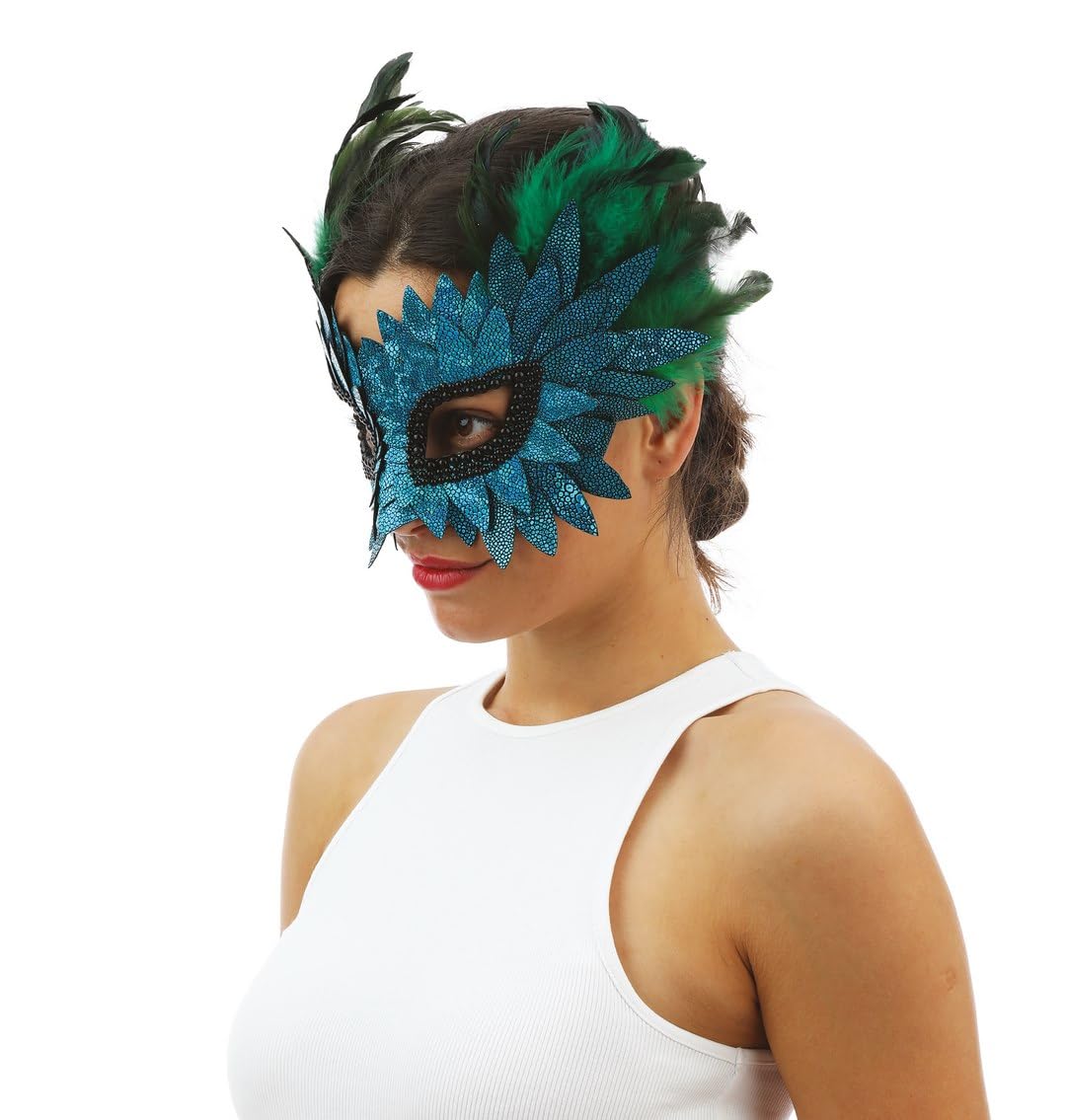 p-tit-clown-23387-halbmaske-wolf-blau-mit-federn-und-schuppen-f-r-erwachsene image 4