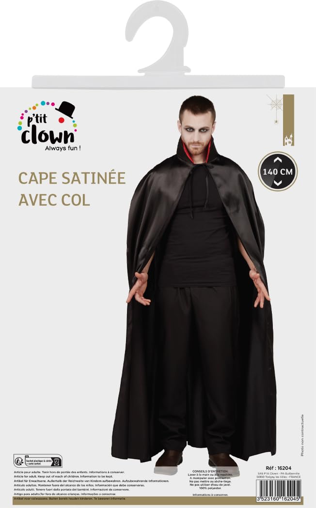 ptit-clown-16204-cape-polyester-satiniert-1-40-m-schwarz-rot image 3
