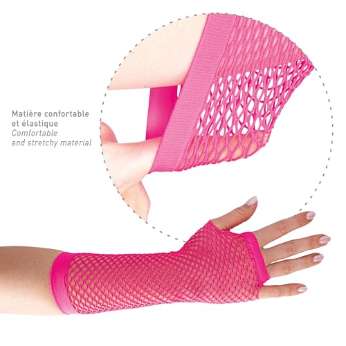 ptit-clown-fingerlose-netzhandschuhe-lang-neon-rosa-erwachsene image 7