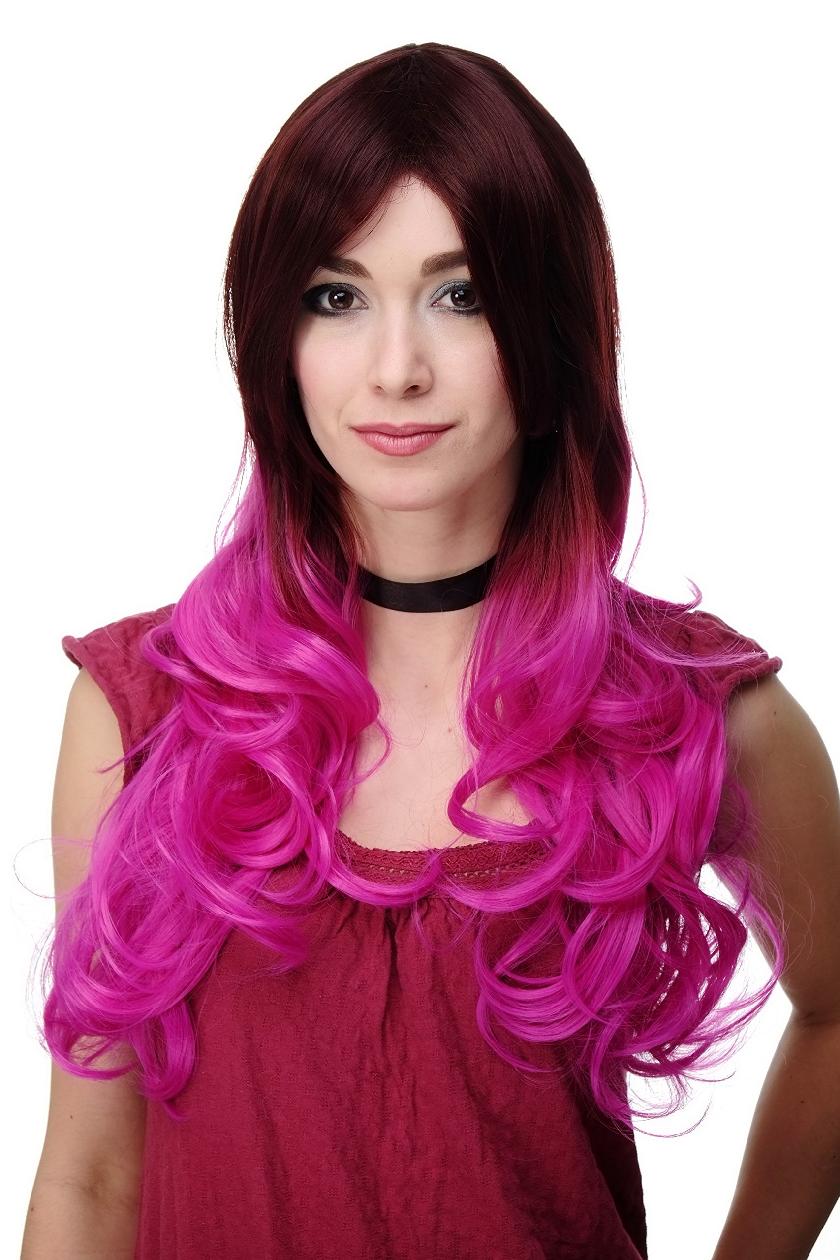 wig-me-up-h9704-33ft2405-ombre-per-cke-braun-pink-60-cm-lockig image 1