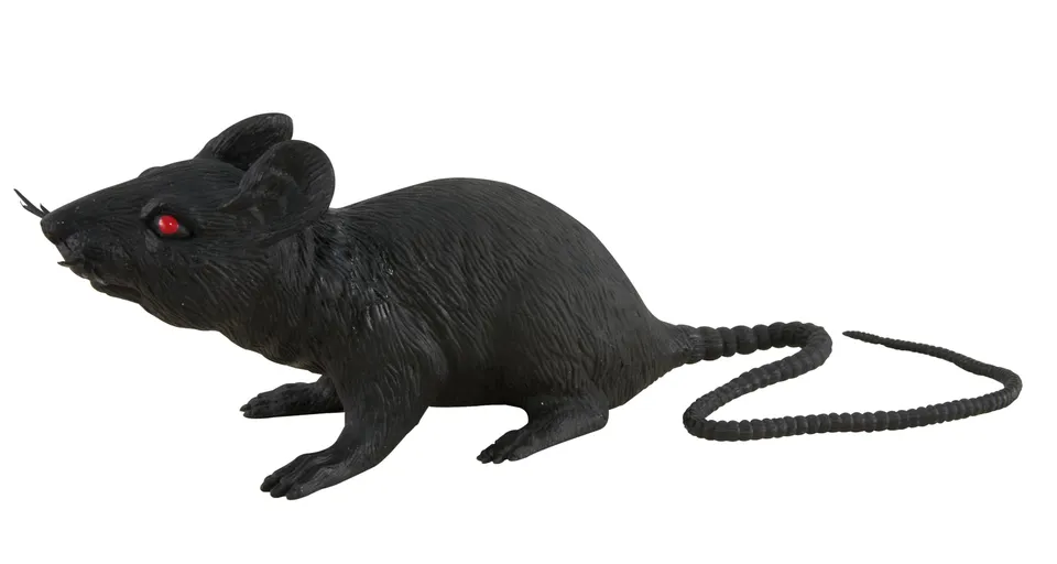 ptit-clown-plastik-ratte-schwarz-halloween-deko-accessoire image 1