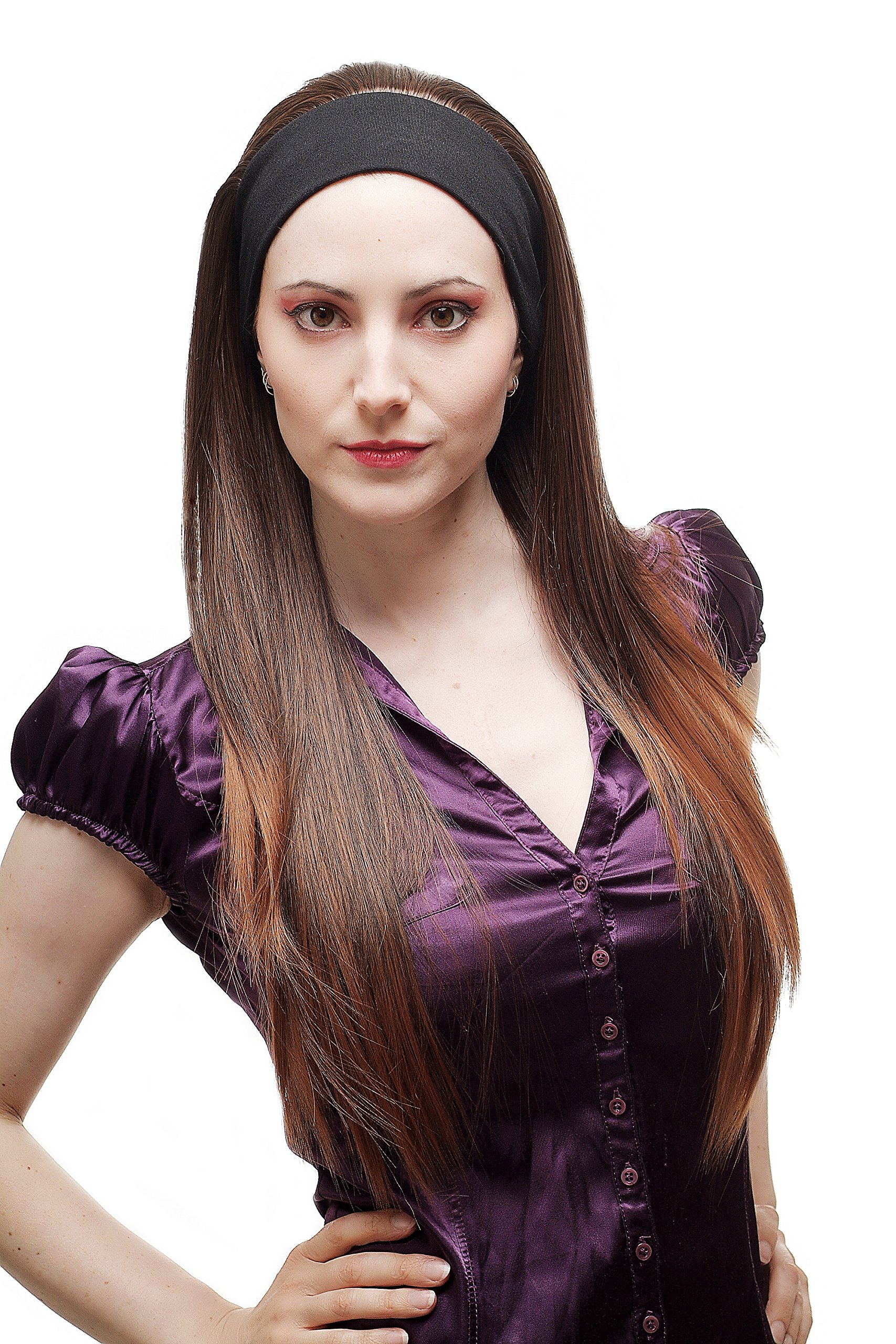 wig-me-up-h9306-2t30-halbper-cke-mit-stirnband-braun-mix-lang-glatt-70-cm image 1
