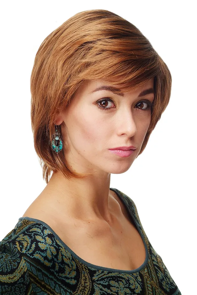 wig-me-up-dw146a-damen-kurzhaarper-cke-erdbeerblond-mit-schwarzen-str-hnen image 1