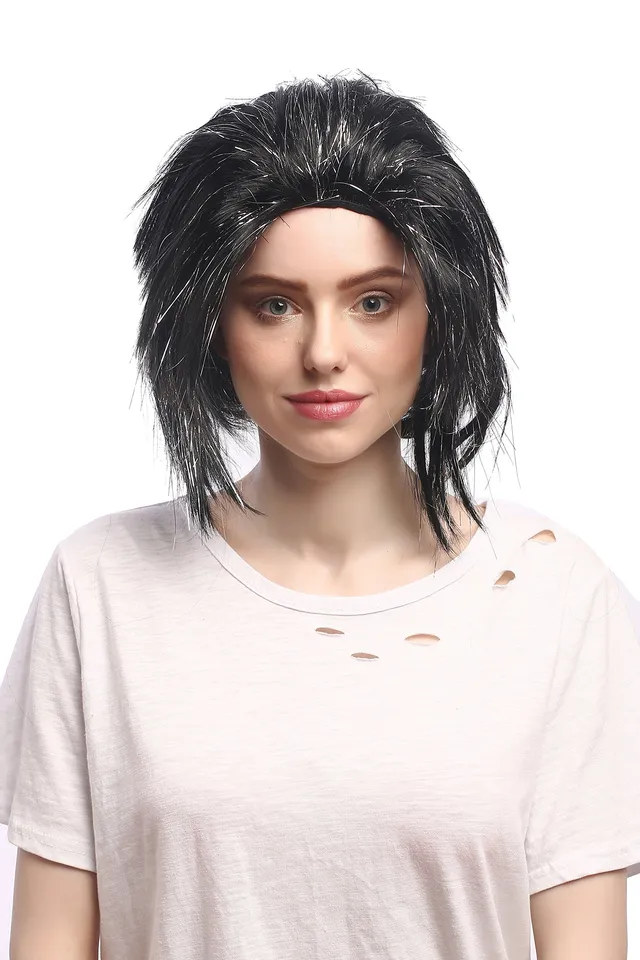 wig-me-up-91064-za103-silver-unisex-per-cke-schwarz-silber-mit-langzopf-70-cm image 1