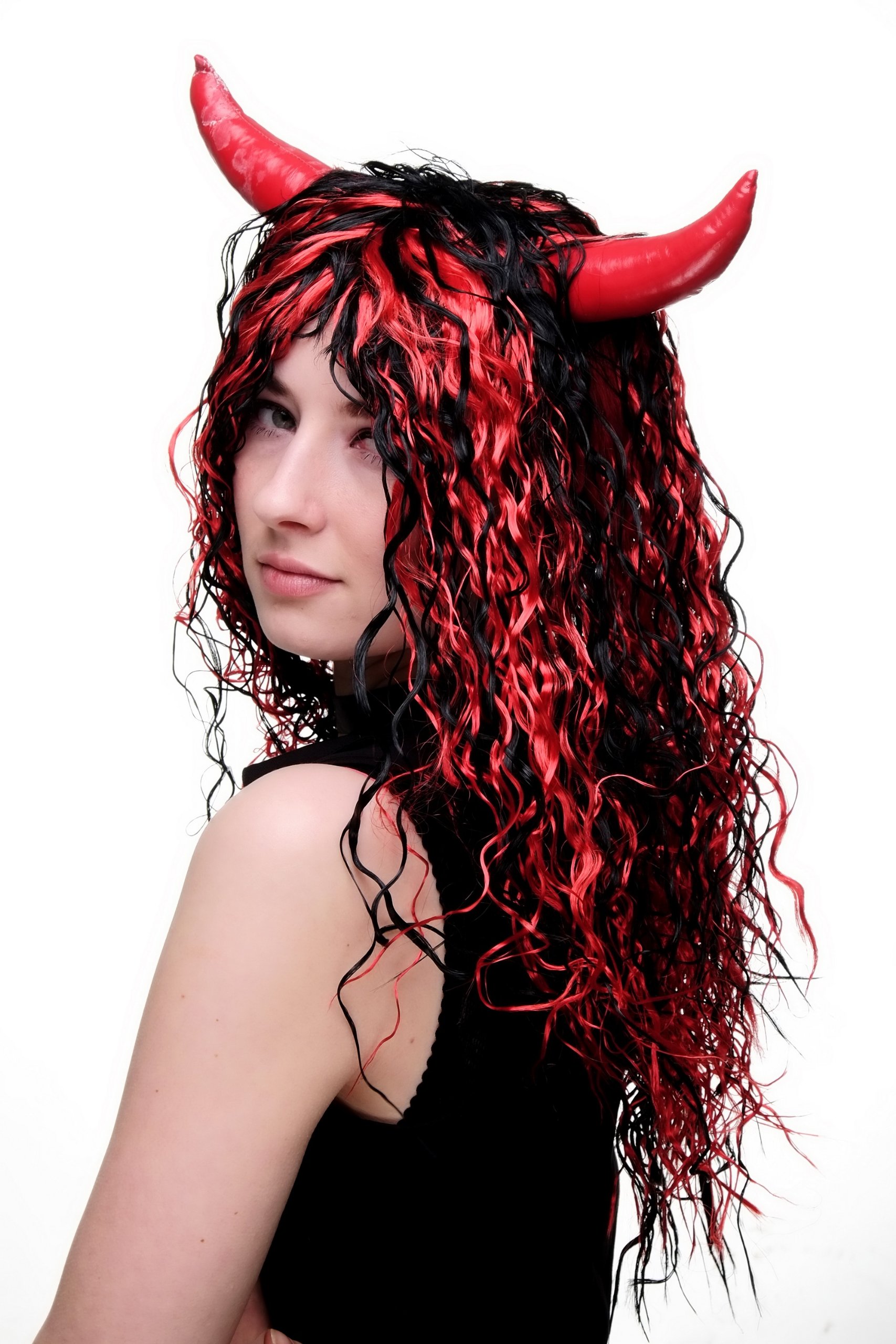 wig-me-up-4044-p103-13-teufelin-per-cke-lang-lockig-rot-schwarz-mit-h-rnern image 2