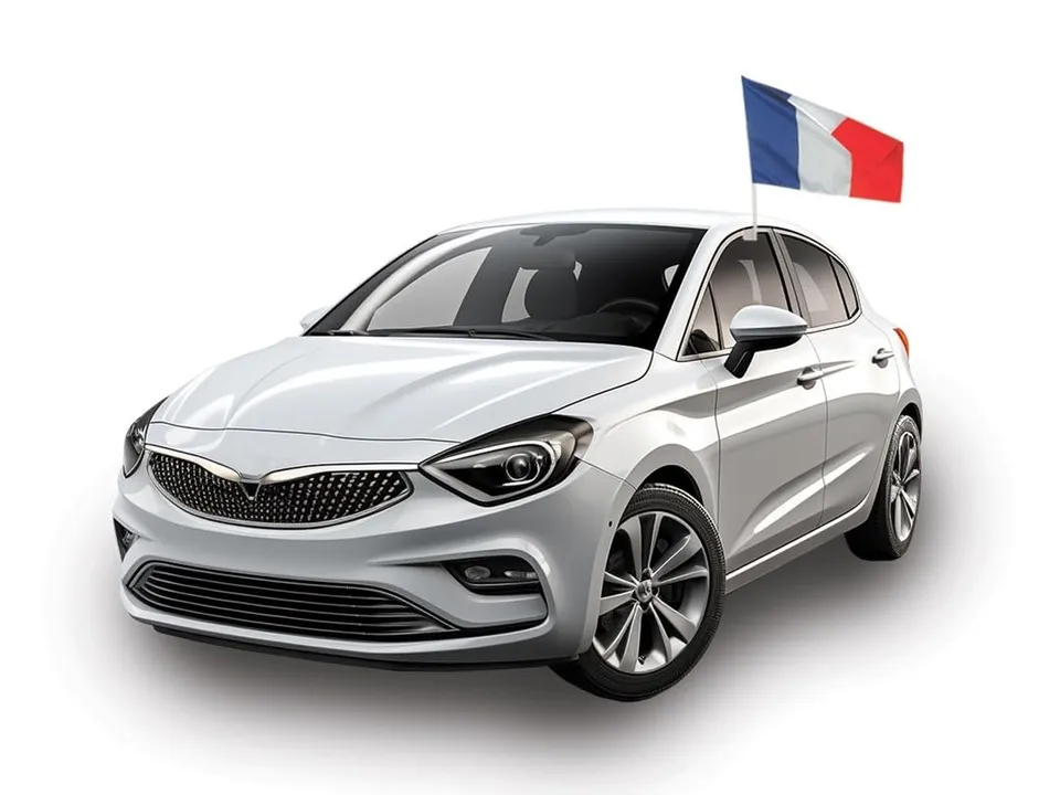 ptit-clown-autofahne-frankreich-30-x-40-cm-mit-stab-45-cm image 1