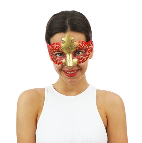 ptit-clown-22024-venezianischer-wolf-maske-gold-rot-kunststoff image 6