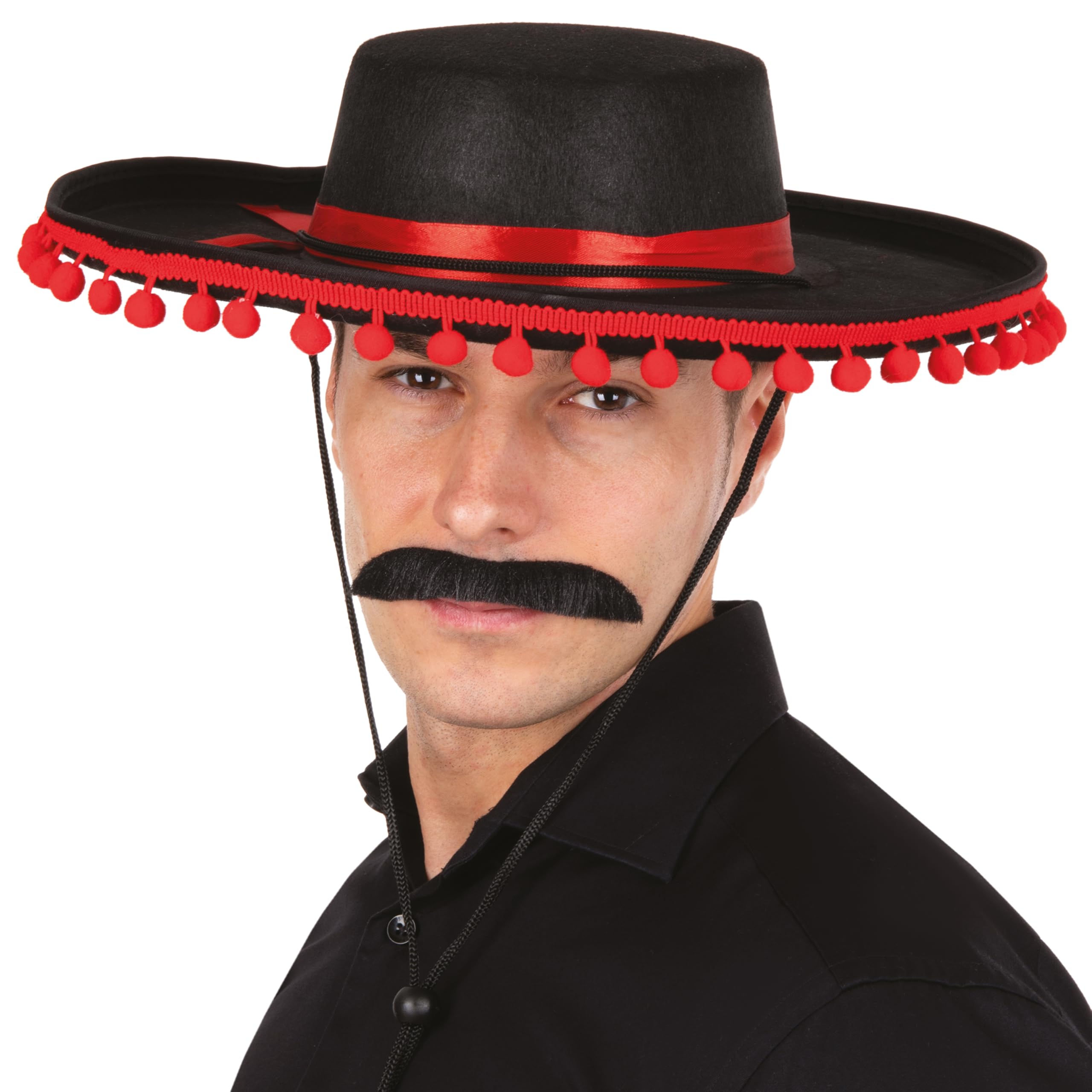ptit-clown-75300-spanischer-filzhut-erwachsene-schwarz-rot image 6