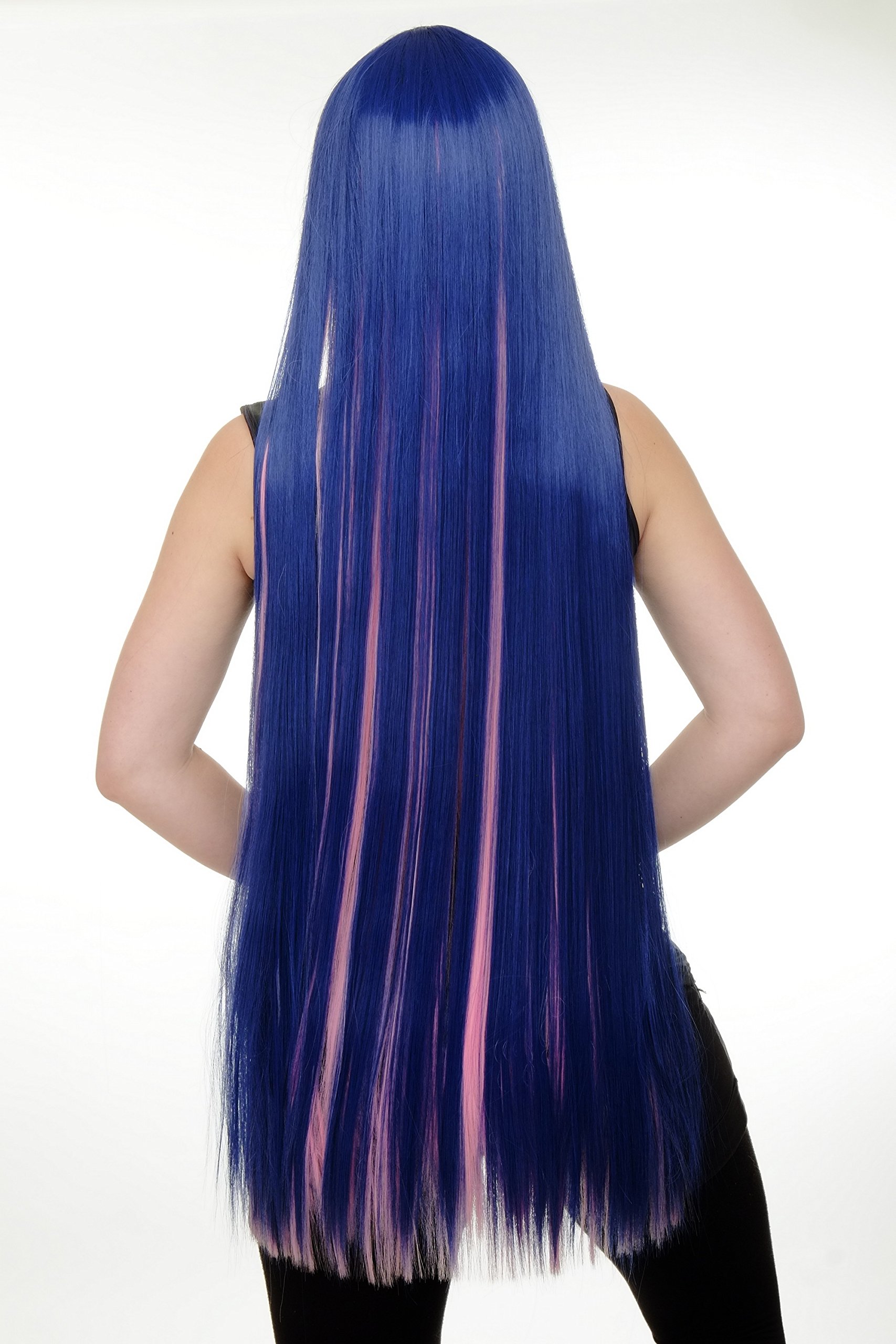 wig-me-up-yzf-7128-per-cke-110-cm-glatt-dreifarbig-dunkelblau-violett-neonrosa image 4