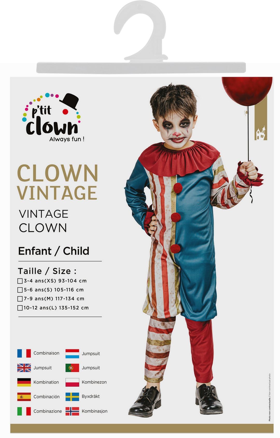 p-tit-clown-clown-kost-m-f-r-kinder-10-12-jahre-wei-blau-rot image 3