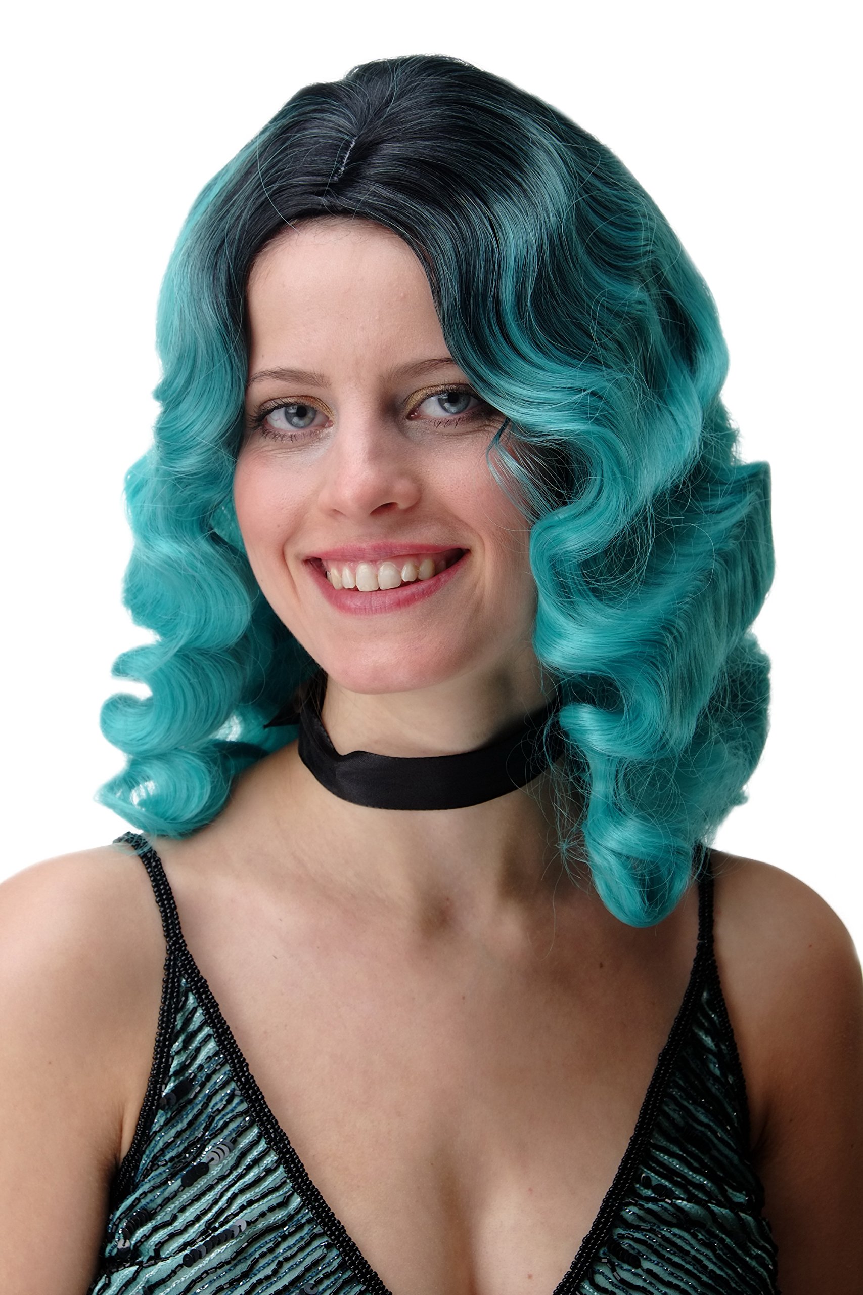 wig-me-up-gfw1860-damenper-cke-hollywood-ombre-schwarz-t-rkis-lang image 1
