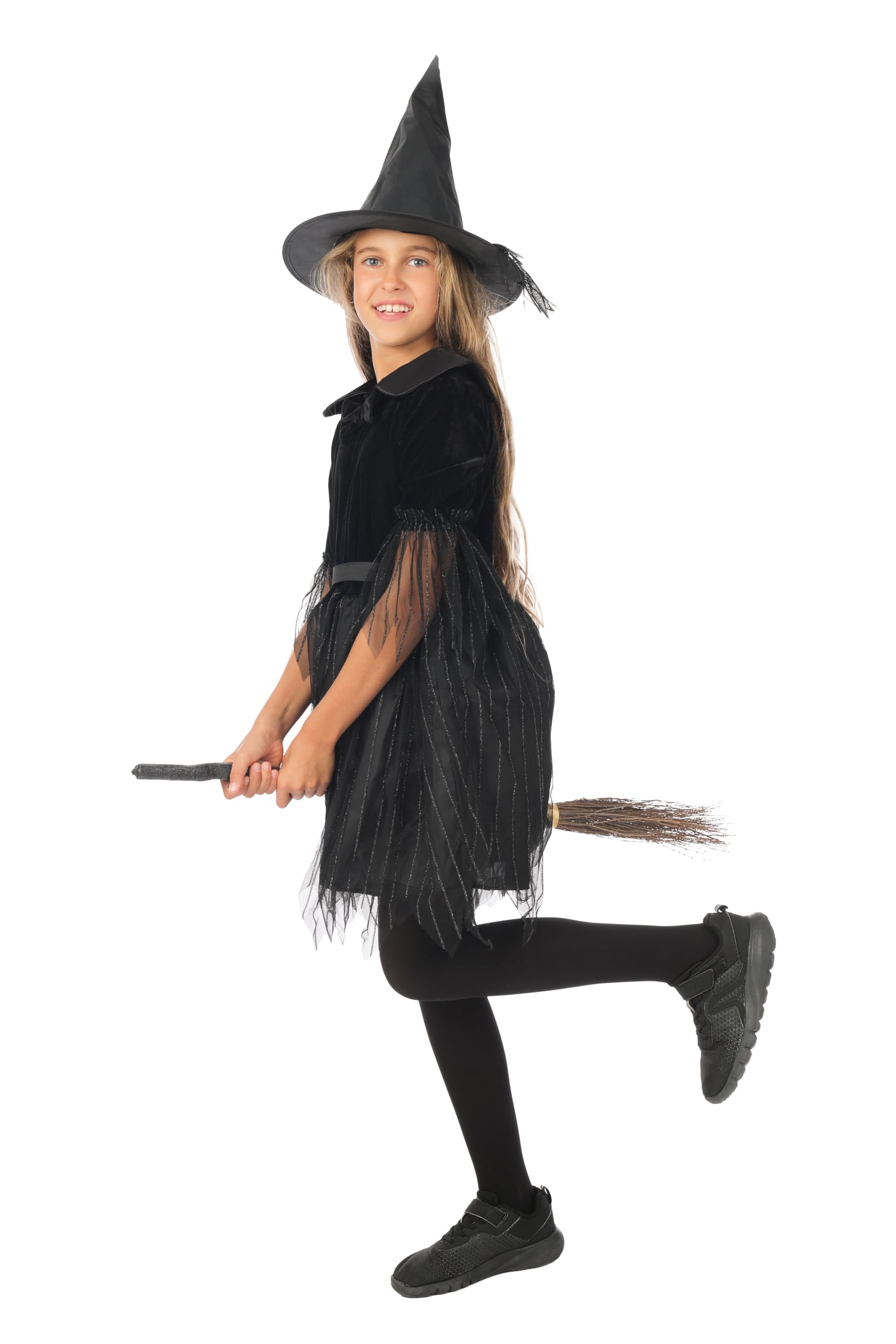 p-tit-clown-hexenkost-m-m-dchen-schwarz-10-12-jahre-kleid-hut-schleier image 2