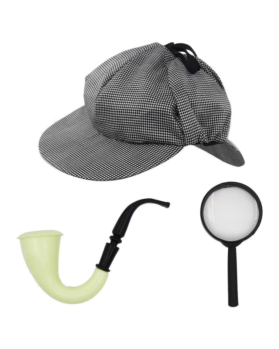 p-tit-clown-detektiv-kost-m-set-grau-schwarz-one-size-mit-kappe-lupe-pfeife image 1