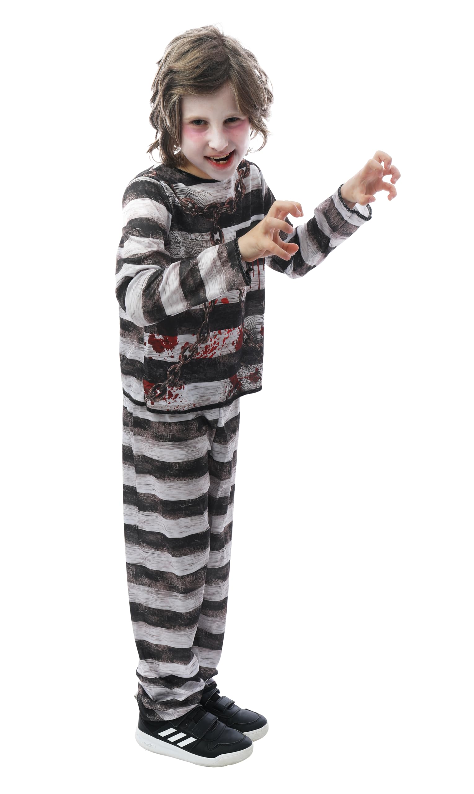 p-tit-clown-gefangenenkost-m-f-r-kinder-jumpsuit-schwarz-wei-halloween image 2