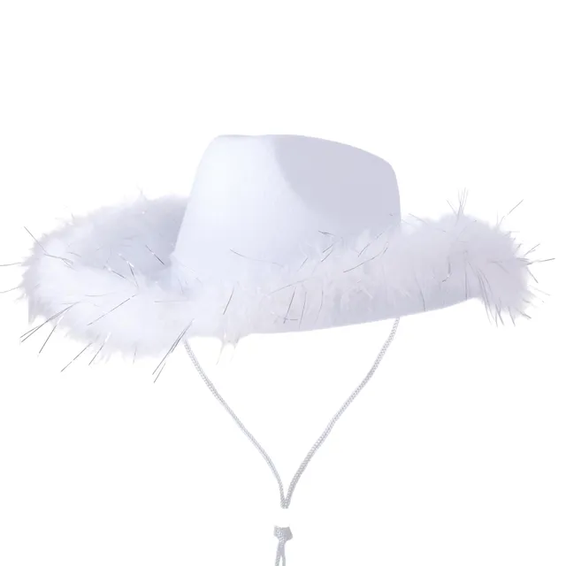 p-tit-clown-21302-cowgirl-filzhut-damen-wei-mit-federn-und-glimmer image 1