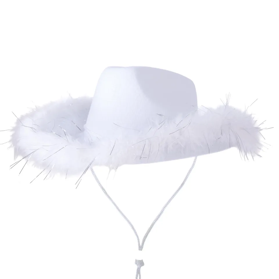 p-tit-clown-21302-cowgirl-filzhut-damen-wei-mit-federn-und-glimmer image 1