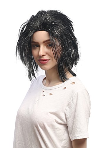 wig-me-up-91064-za103-silver-unisex-per-cke-schwarz-silber-mit-langzopf-70-cm image 6