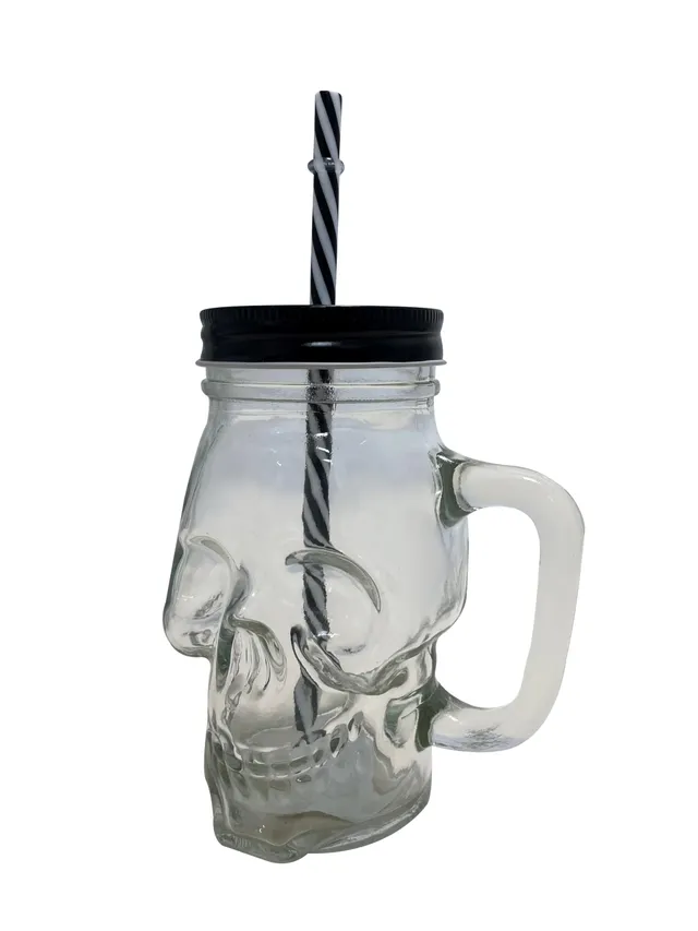ptit-clown-totenkopfglas-500-ml-mit-strohhalm image 1