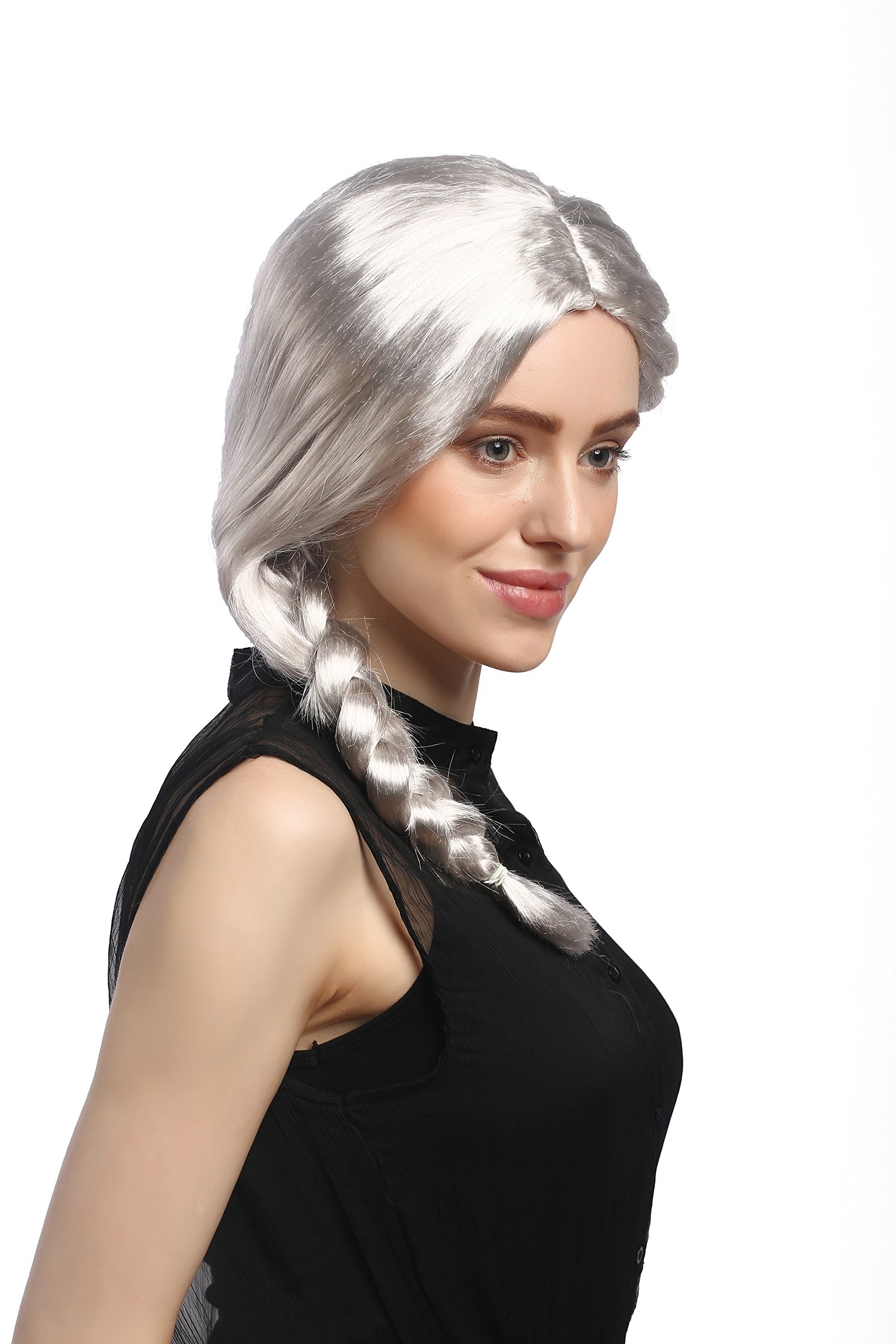 wig-me-up-08050a-p309-party-per-cke-damen-feenzopf-silbergrau-geflochten-50-cm image 4