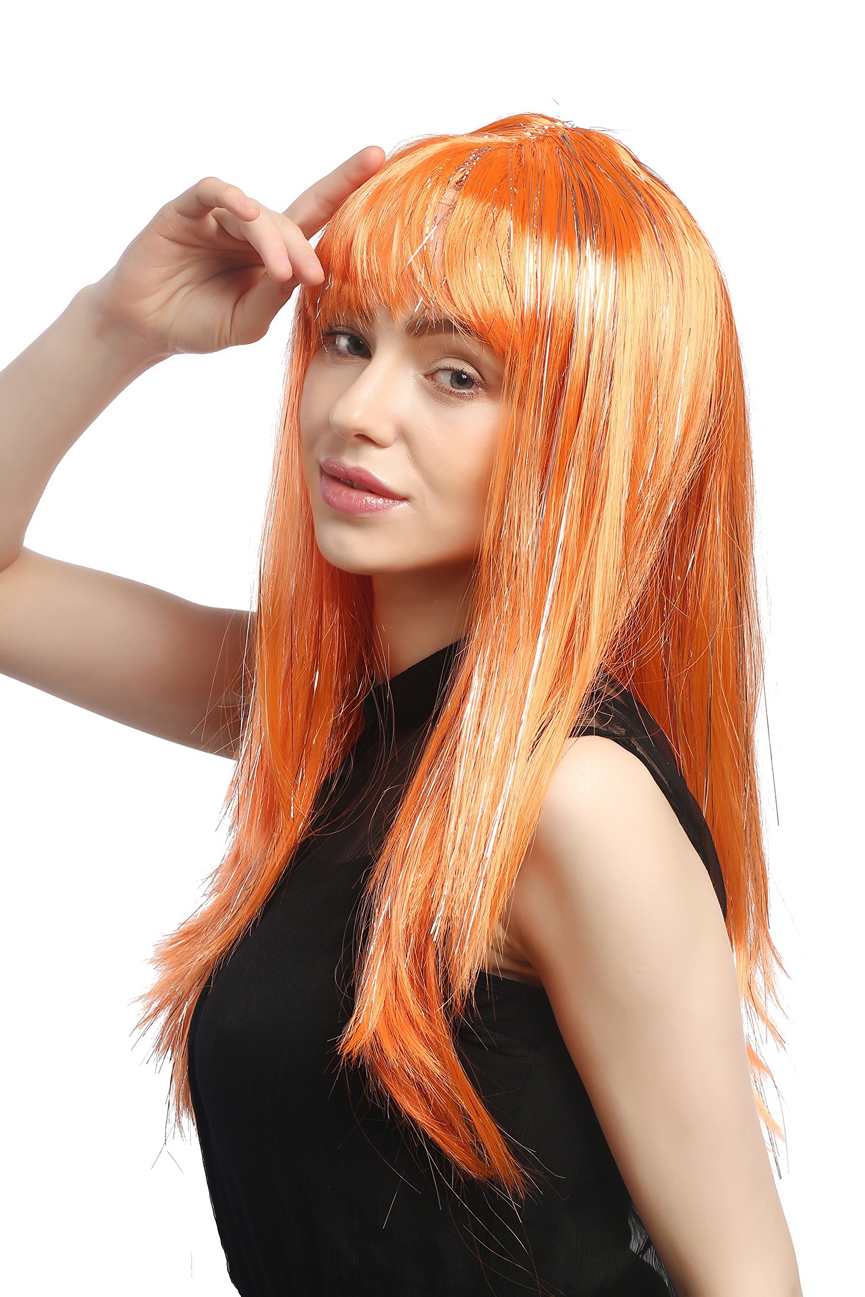 wig-me-up-xr-003-pc24-party-per-cke-damen-lang-glatt-pony-orange-glitter-55-cm image 2