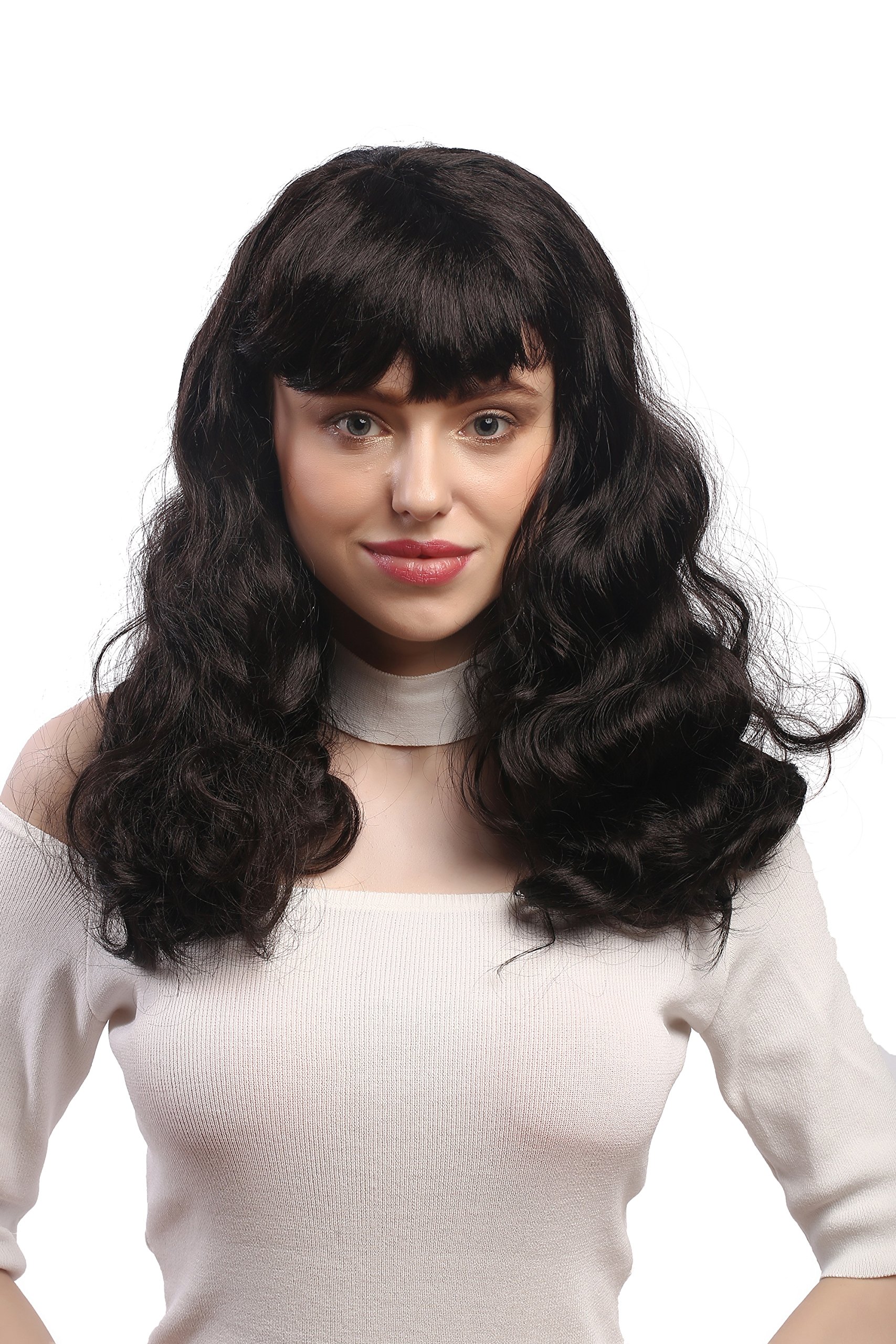 wig-me-up-per-cke-90942-za1-damen-lang-wellig-braun-mit-pony-50er-pin-up image 1