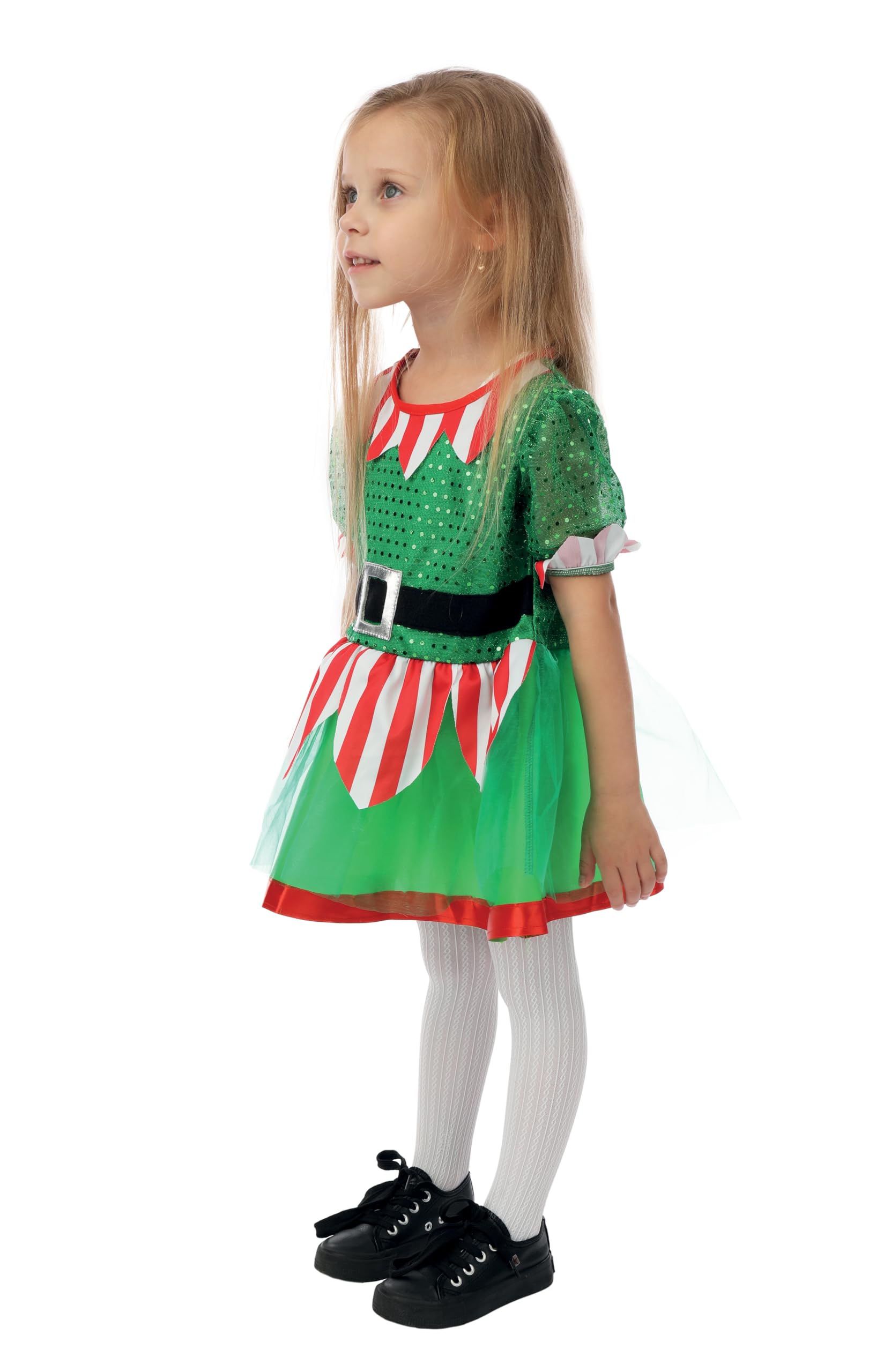 ptit-clown-wichtelkost-m-weihnachtself-f-r-m-dchen-gr-n-mit-kleid-und-m-tze image 2