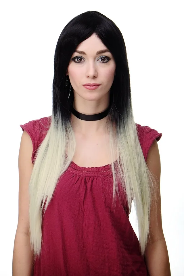 wig-me-up-damenper-cke-ombre-schwarz-platinblond-lang-glatt-80-cm-h9701-2f613 image 1