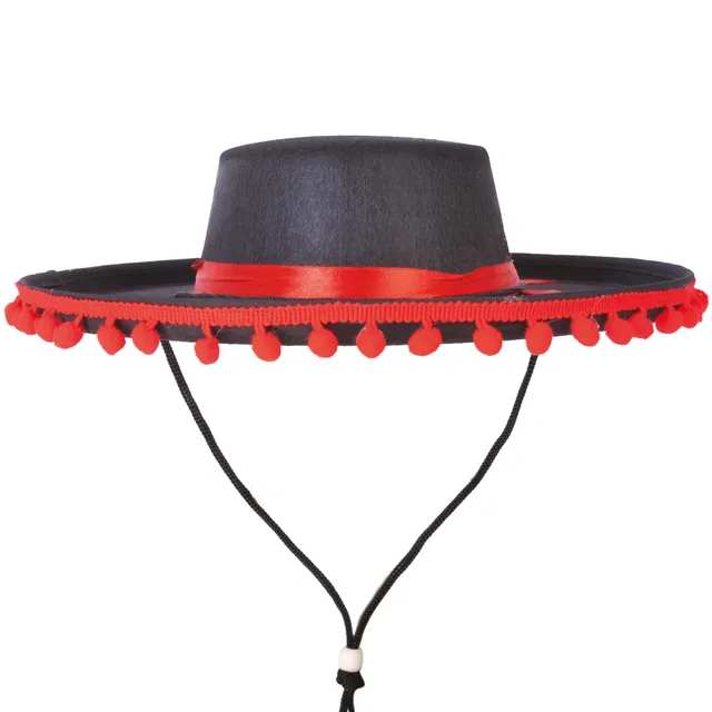 ptit-clown-75300-spanischer-filzhut-erwachsene-schwarz-rot image 1
