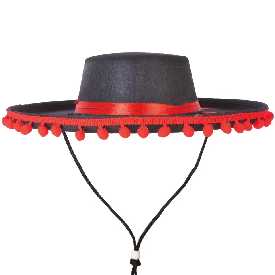 ptit-clown-75300-spanischer-filzhut-erwachsene-schwarz-rot image 1