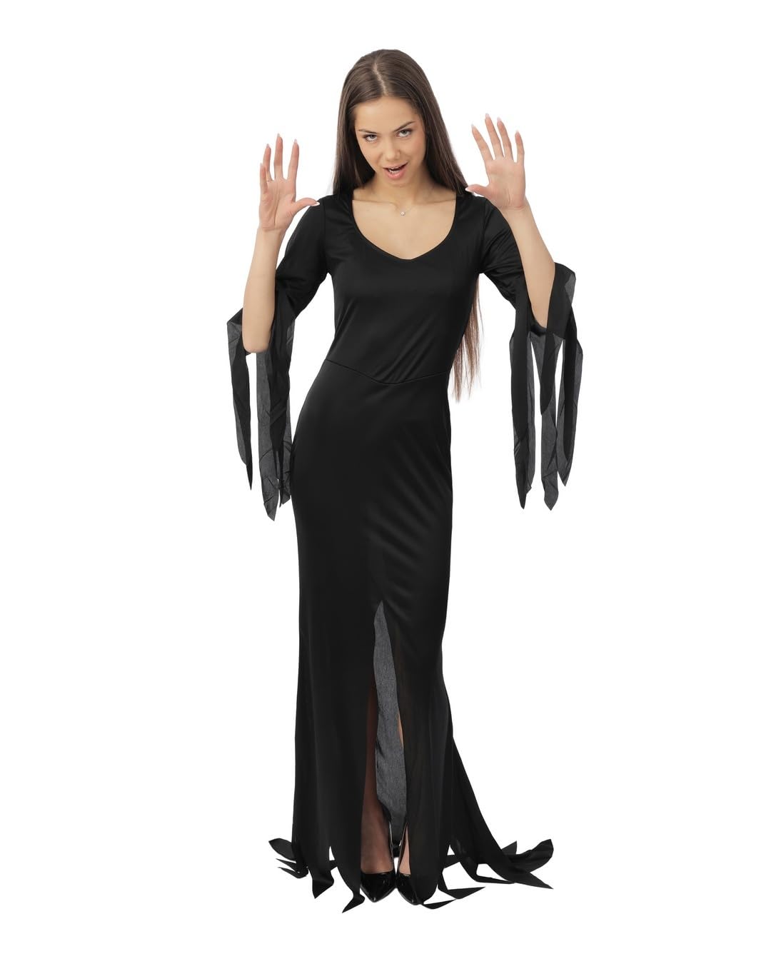 ptit-clown-gothic-hexe-kost-m-damen-lang-schwarz image 1