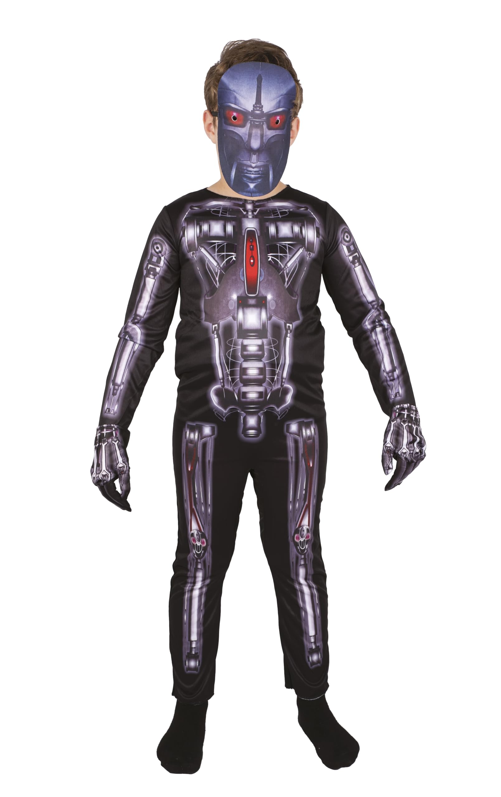 p-tit-clown-skelett-roboter-kost-m-kinder-mit-maske-overall-handschuhe image 1