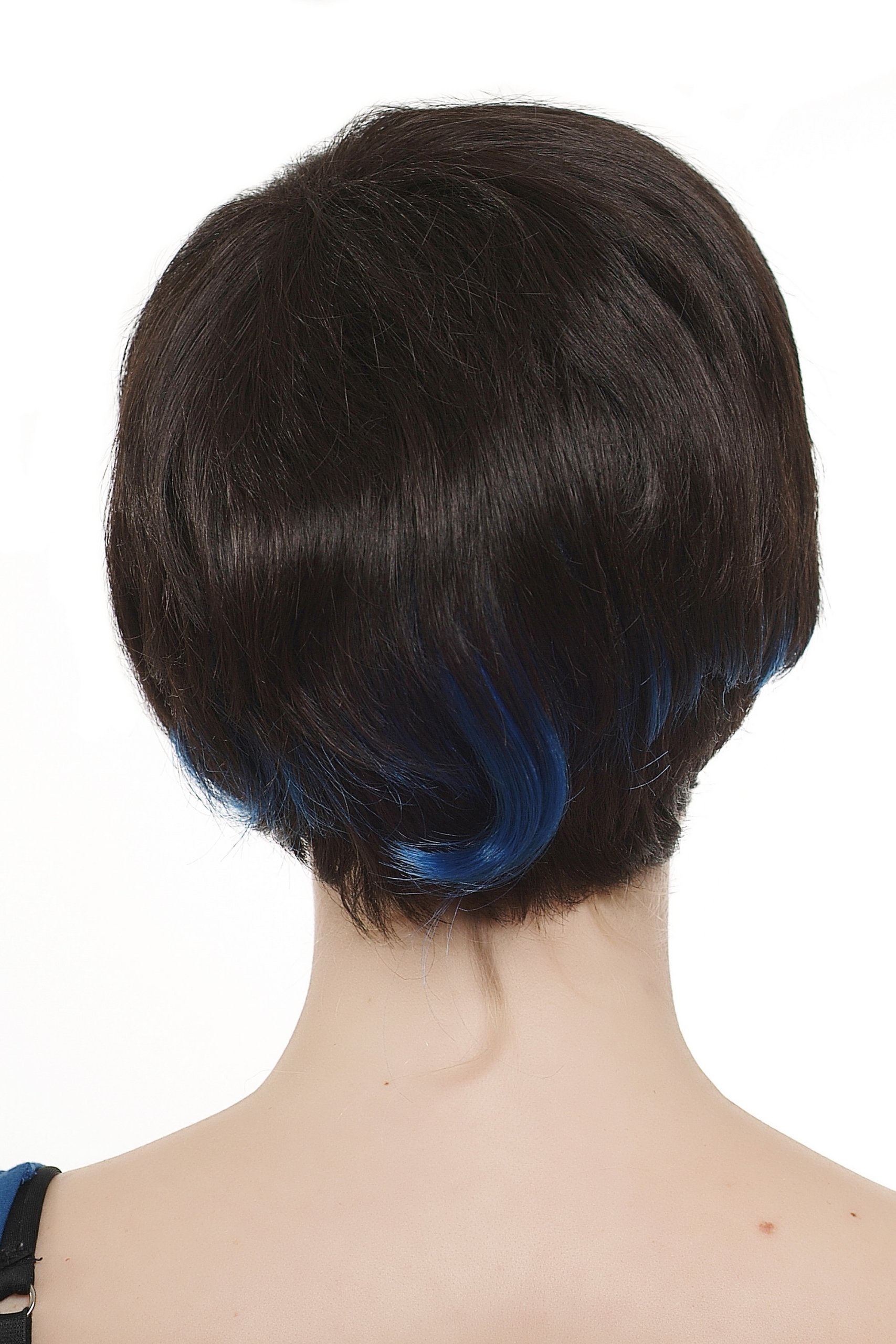 wig-me-up-sa019-4bb061-damen-bob-per-cke-dunkelbraun-mit-blauen-str-hnen image 4