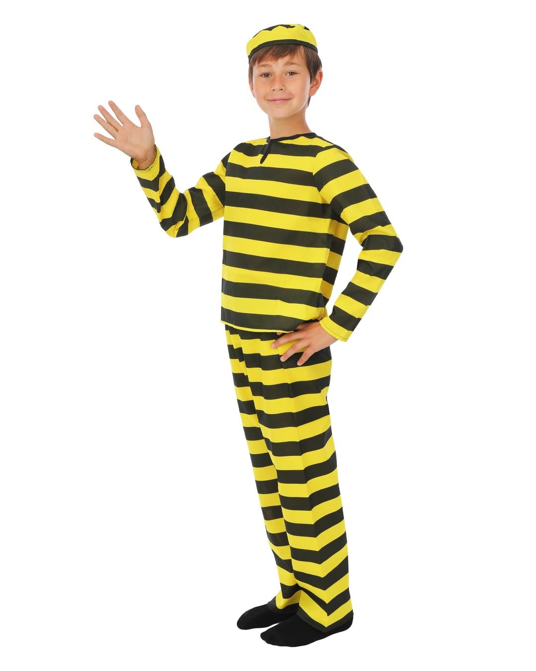 ptit-clown-gefangenenkost-m-f-r-kinder-3-teiliges-kost-m-mit-hut-hemd-und-hose image 3
