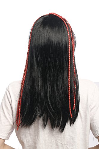 wig-me-up-60327-p103-rope-damenper-cke-lang-schwarz-mit-pony-und-roten-zierb-nde image 8