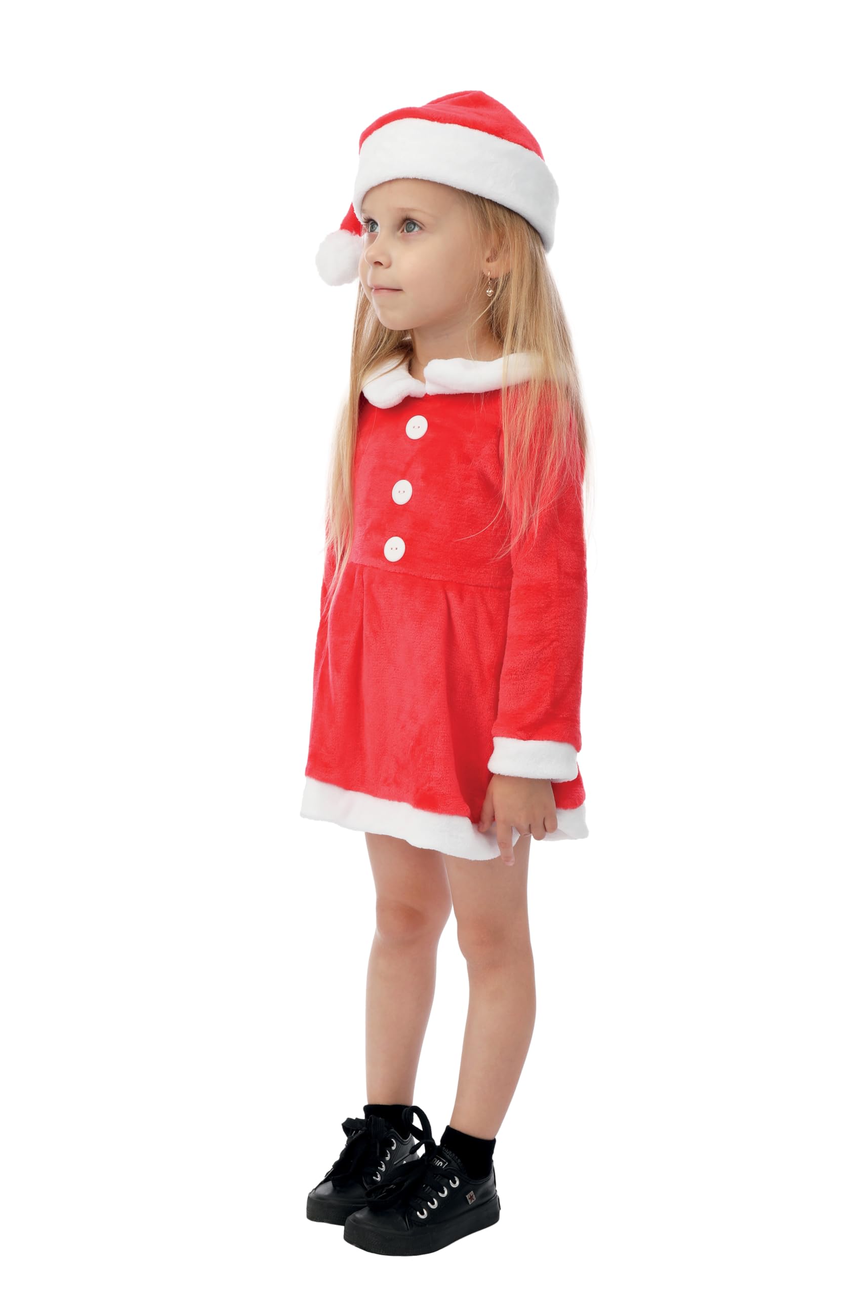 ptit-clown-miss-santa-kost-m-m-dchen-weihnachtskleid-mit-m-tze-3-4-jahre image 2