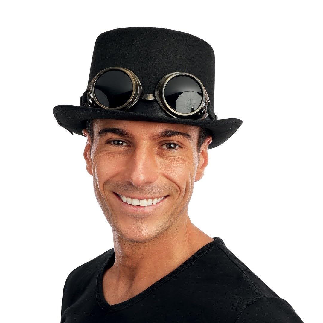 ptit-clown-steampunk-zylinder-schwarz-mit-schwei-erbrille image 2