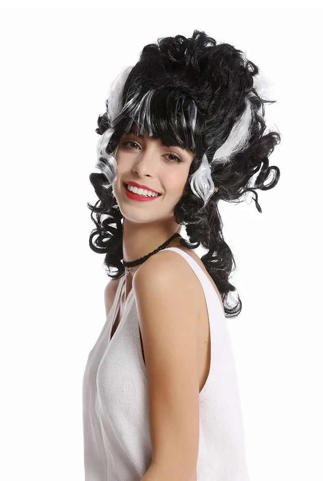 wig-me-up-91082-za103-za62-beehive-per-cke-frankensteins-braut-schwarz-mit-wei-e image 1