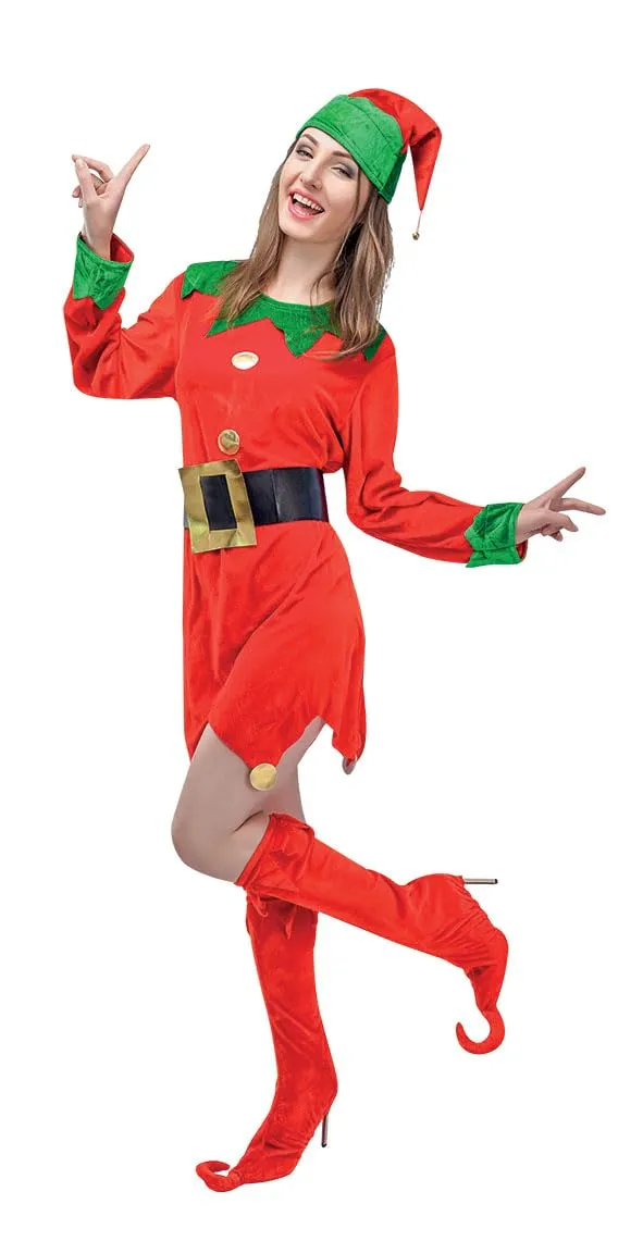 ptit-clown-elfenkost-m-damen-lutin-filz-rot-gr-n-l-xl image 1
