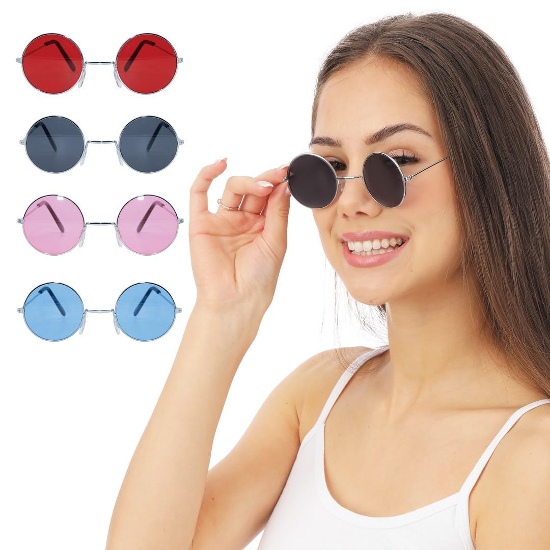p-tit-clown-10801-metall-brille-rund-hippie-kost-m-brille-ohne-gl-ser-farbauswah image 4
