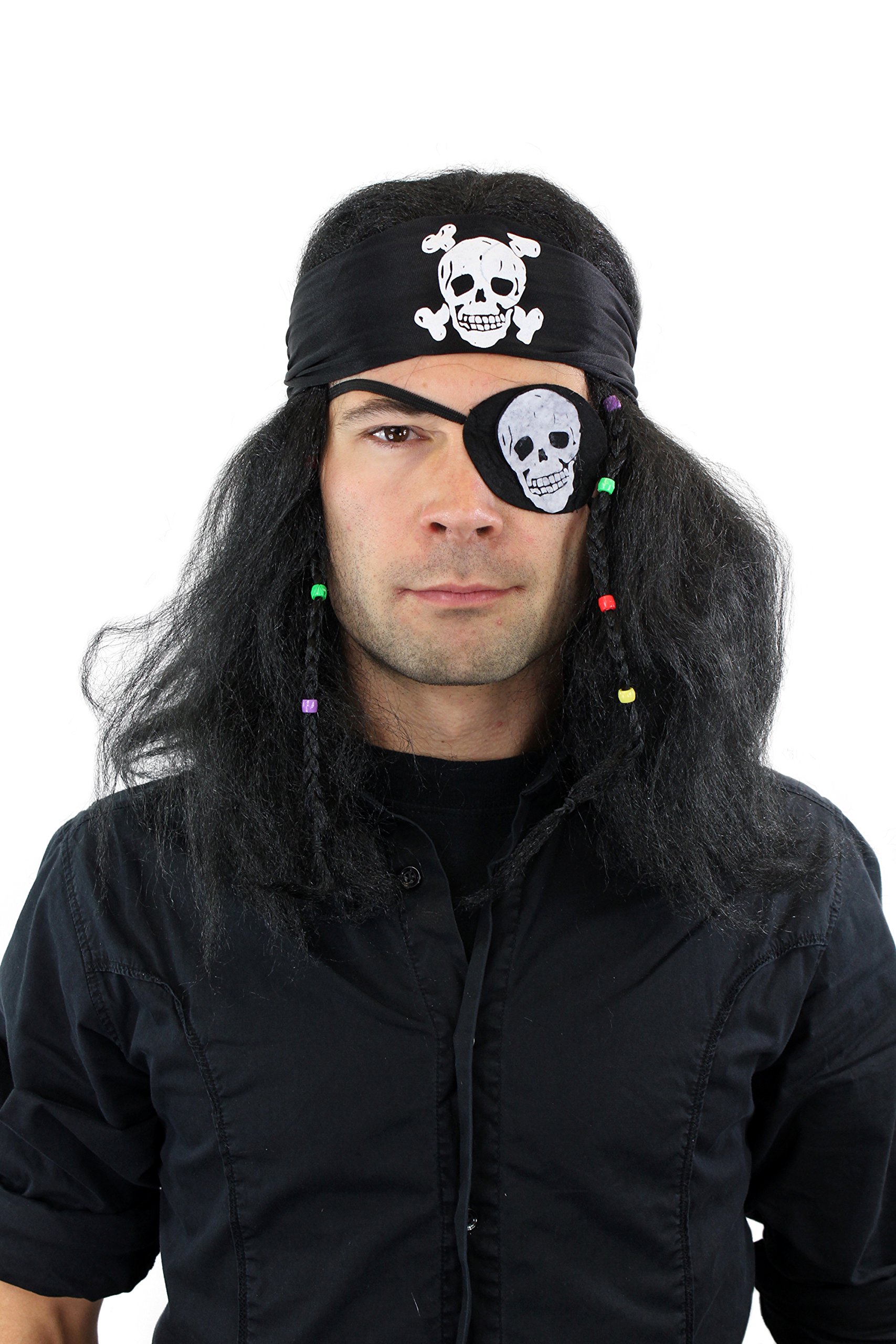 wig-me-up-26583-p103-piratenper-cke-schwarz-mit-z-pfen-und-totenkopf-bandana image 1