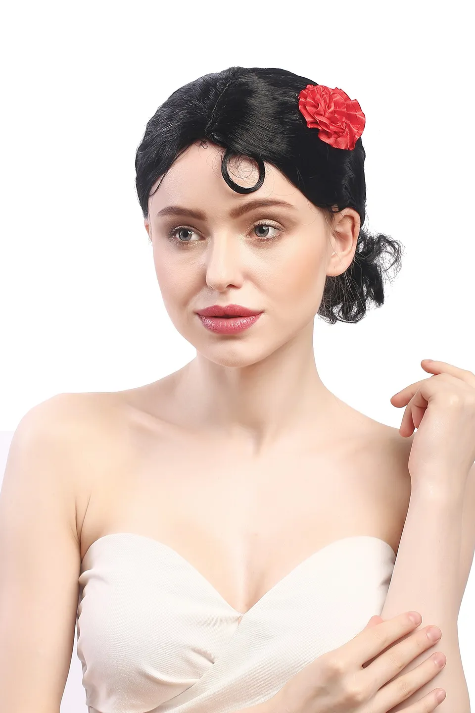 wig-me-up-0036-za103-carmen-per-cke-schwarz-mit-rose-30-cm image 1