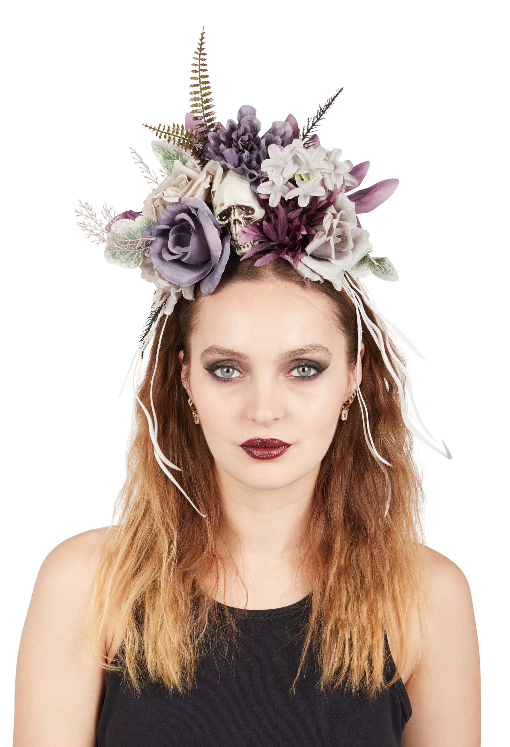 p-tit-clown-haarreif-mit-totenkopf-und-blumen-erwachsene image 1