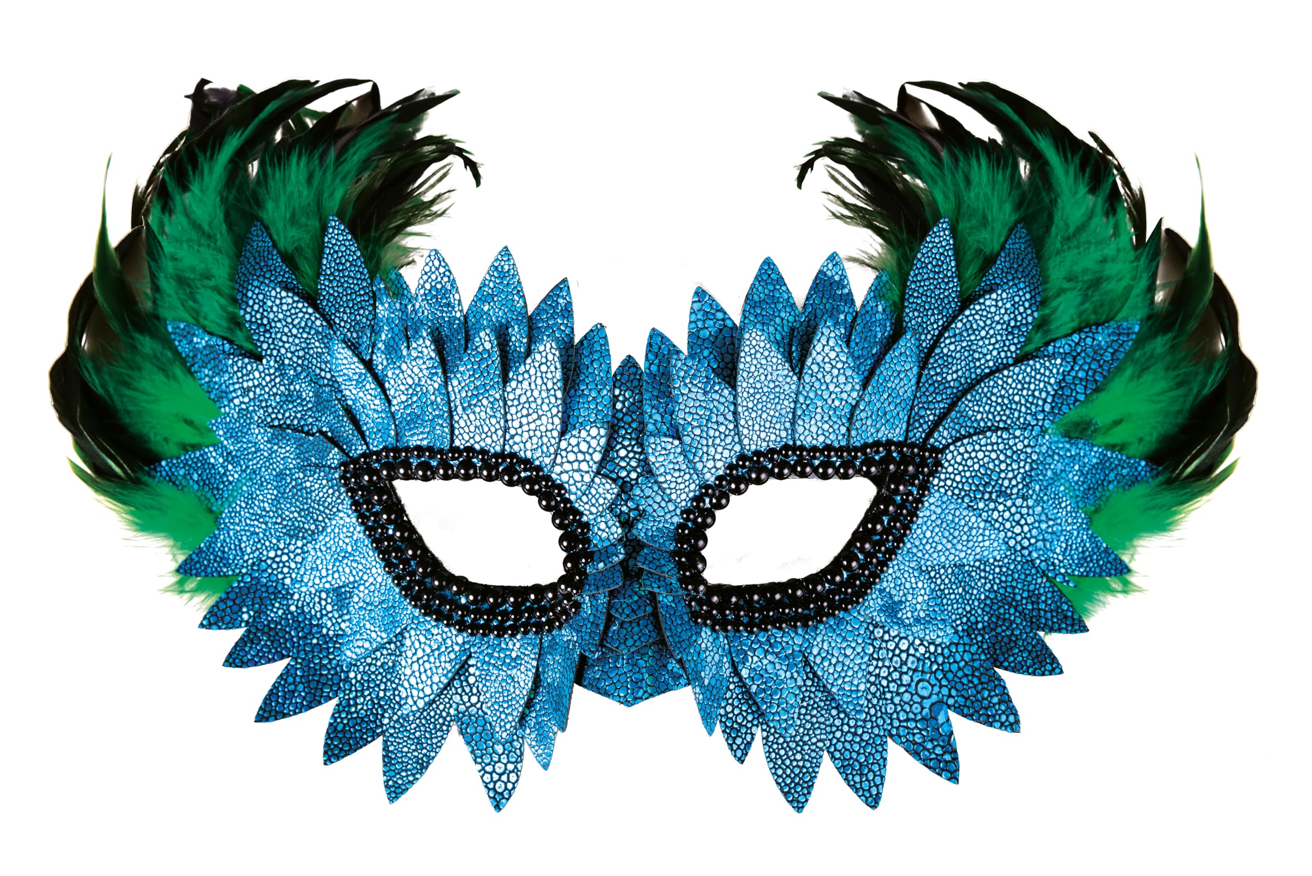 p-tit-clown-23387-halbmaske-wolf-blau-mit-federn-und-schuppen-f-r-erwachsene image 1