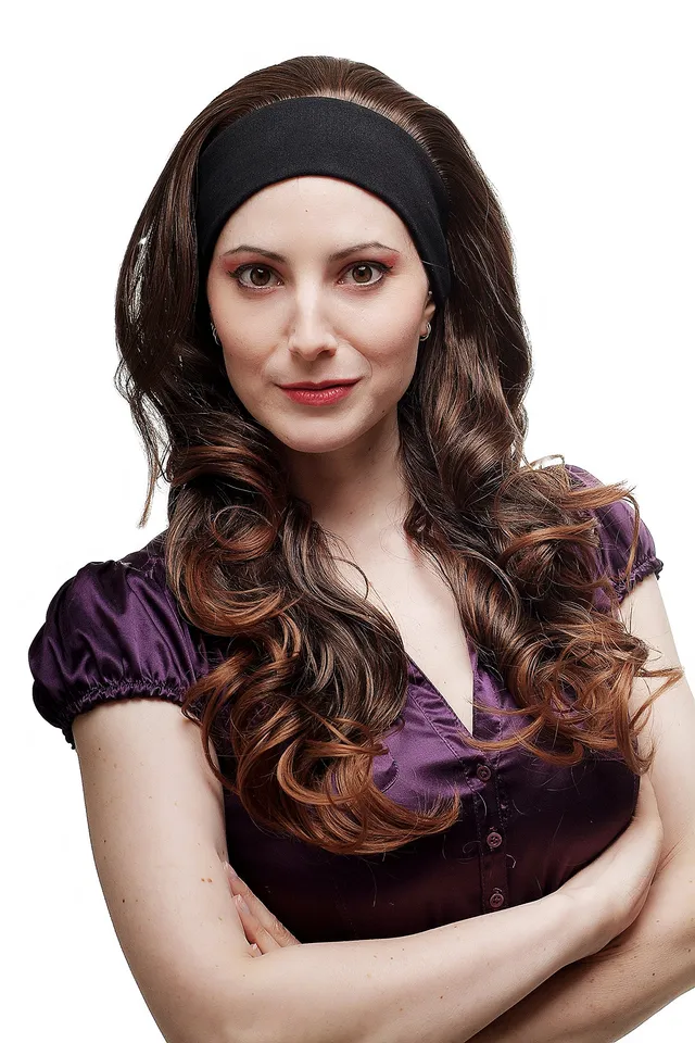 wig-me-up-h9309-2t30-haarteil-halbper-cke-stirnband-lang-gelockt-braun-mix-60-cm image 1