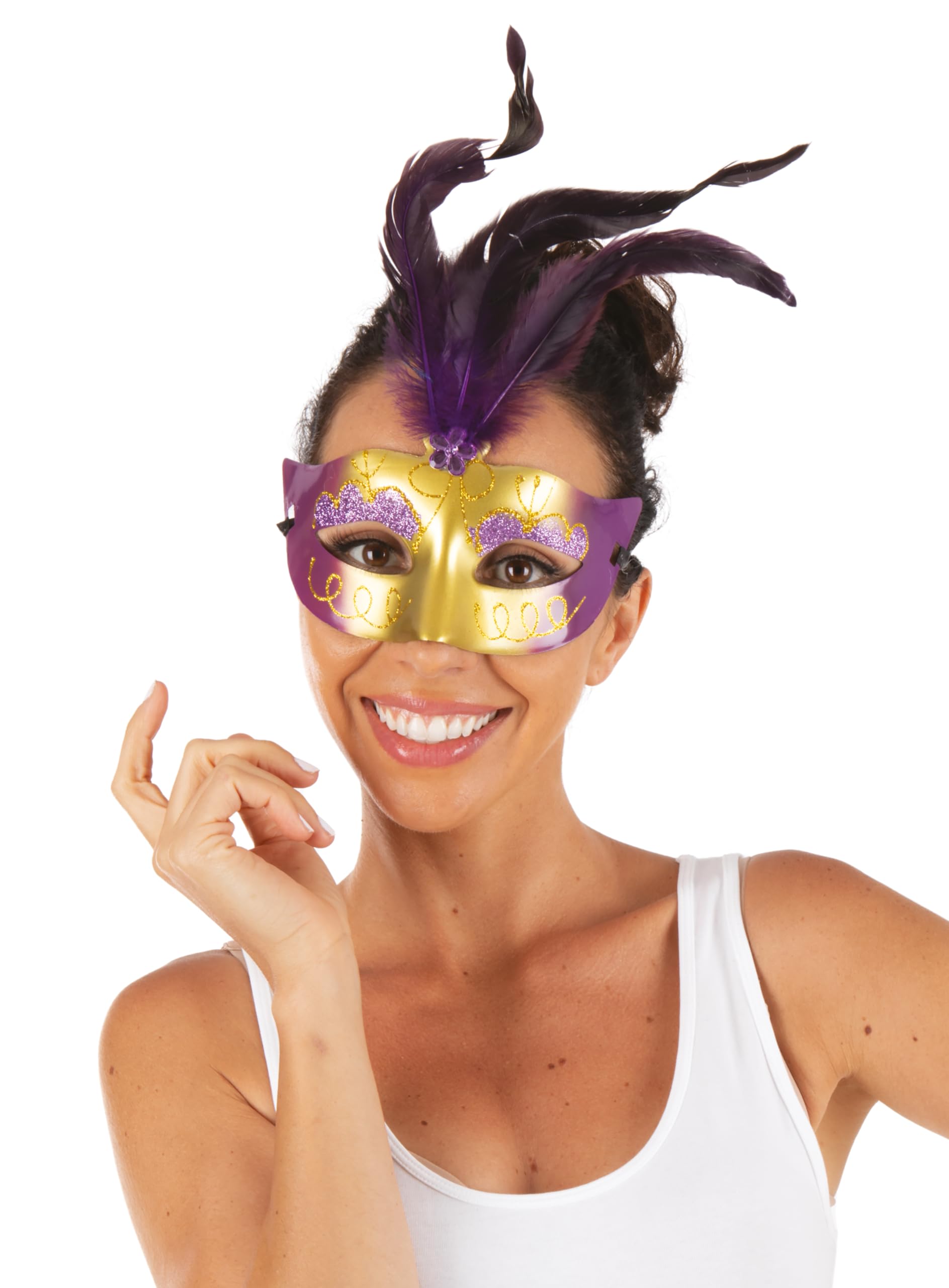 ptit-clown-feder-augenmaske-erwachsene-loup-plumes-farbe-zuf-llig image 2